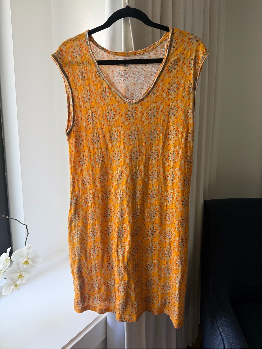 NATURAL LIFE Yellow Floral Sleeveless V‑Neck Mini Dress